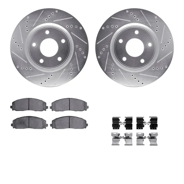 R1 Concepts WGYH1-40093 eLINE Rotor - Drilled & Slotted - Silver W/ Semi-Met Pads